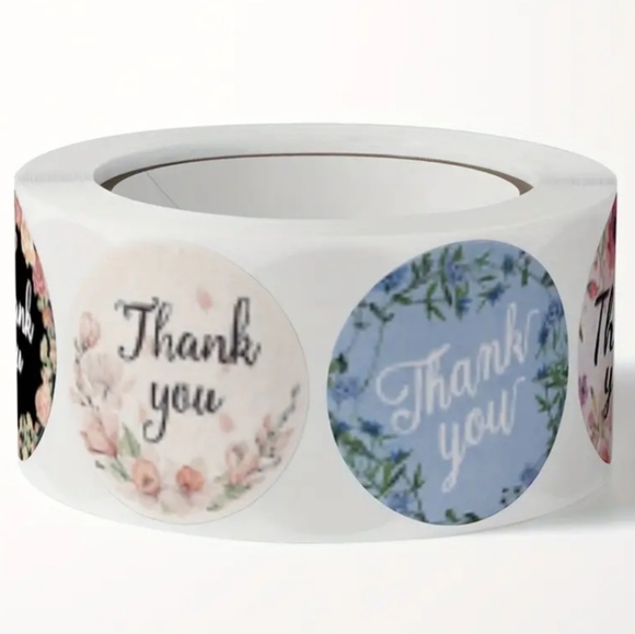 500pc🌼 Floral "Thank You" Stickers ♡ 4 Color/8 Design Variety Pack ☆》NWT《☆ - Picture 5 of 5